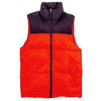製造橙色撞黑色夾棉外套  個人設計拉鏈袋口外套  夾棉馬甲外套中心 SKVM026